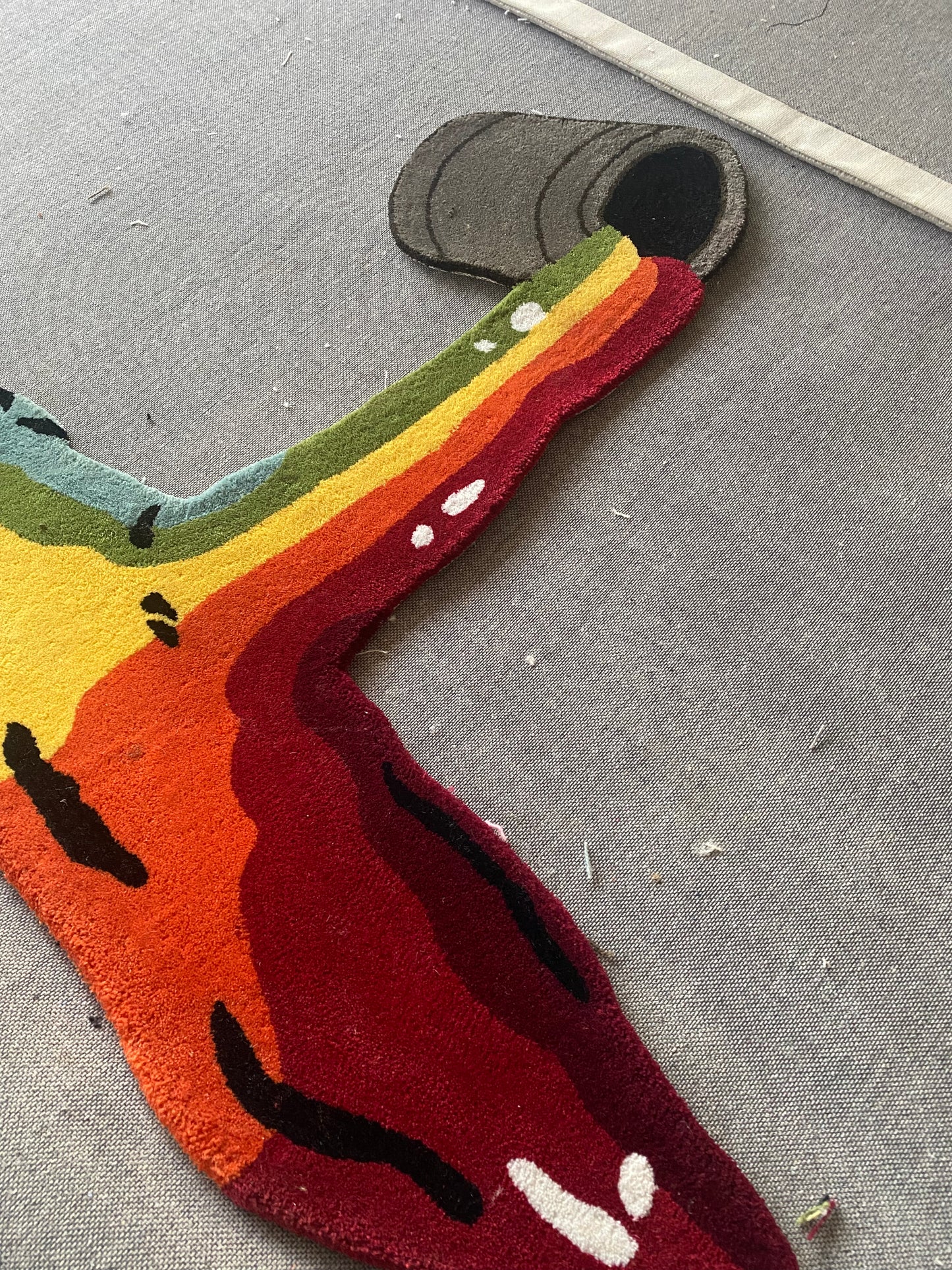 Rainbow Paint Bucket Hand Tufted Rug