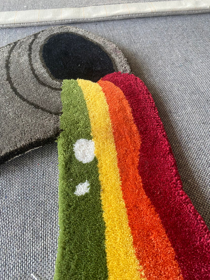 Rainbow Paint Bucket Hand Tufted Rug