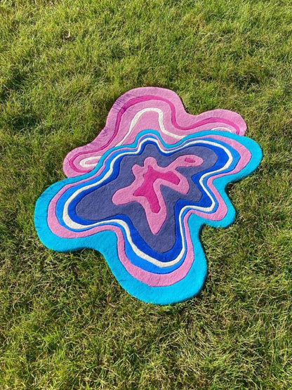 Abstract Irregular Hand Tufted Rug (Pink/ Blue)